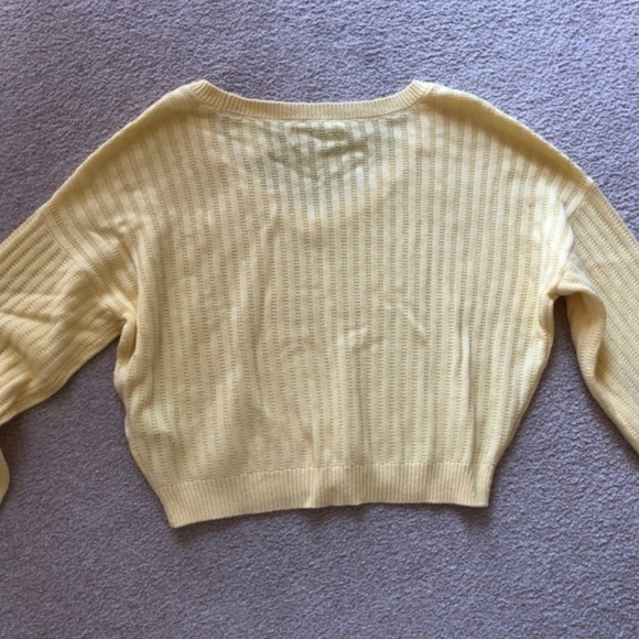 Hollister Yellow Textured VNeckLong Sleev Sweater - Picture 8 of 9